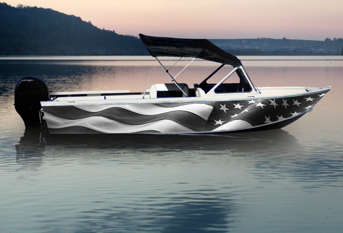 Grayscale Waving Flag P002