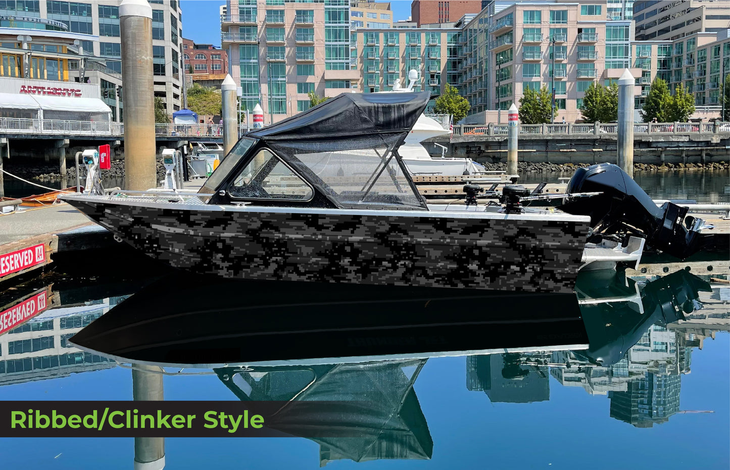 Black Digital Camo | Aluminum Boat Wrap