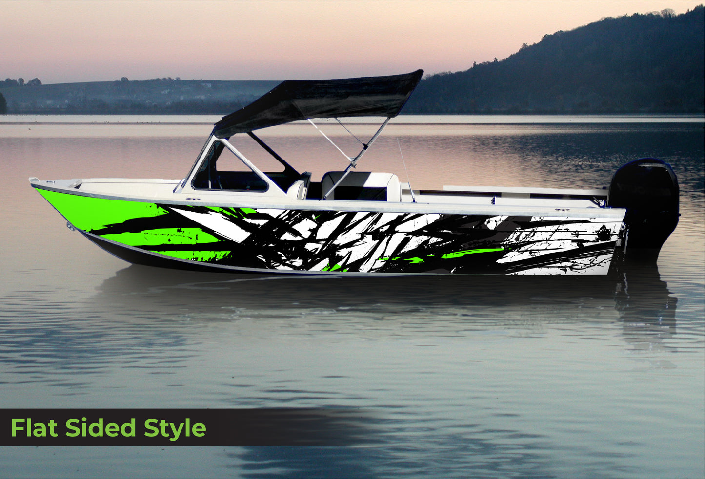 Abstract Neon Green Shatter | Aluminum Boat Wrap