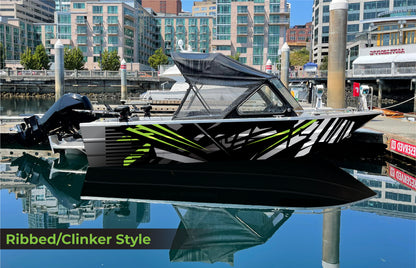 Abstract Black & Green | Aluminum Boat Wrap