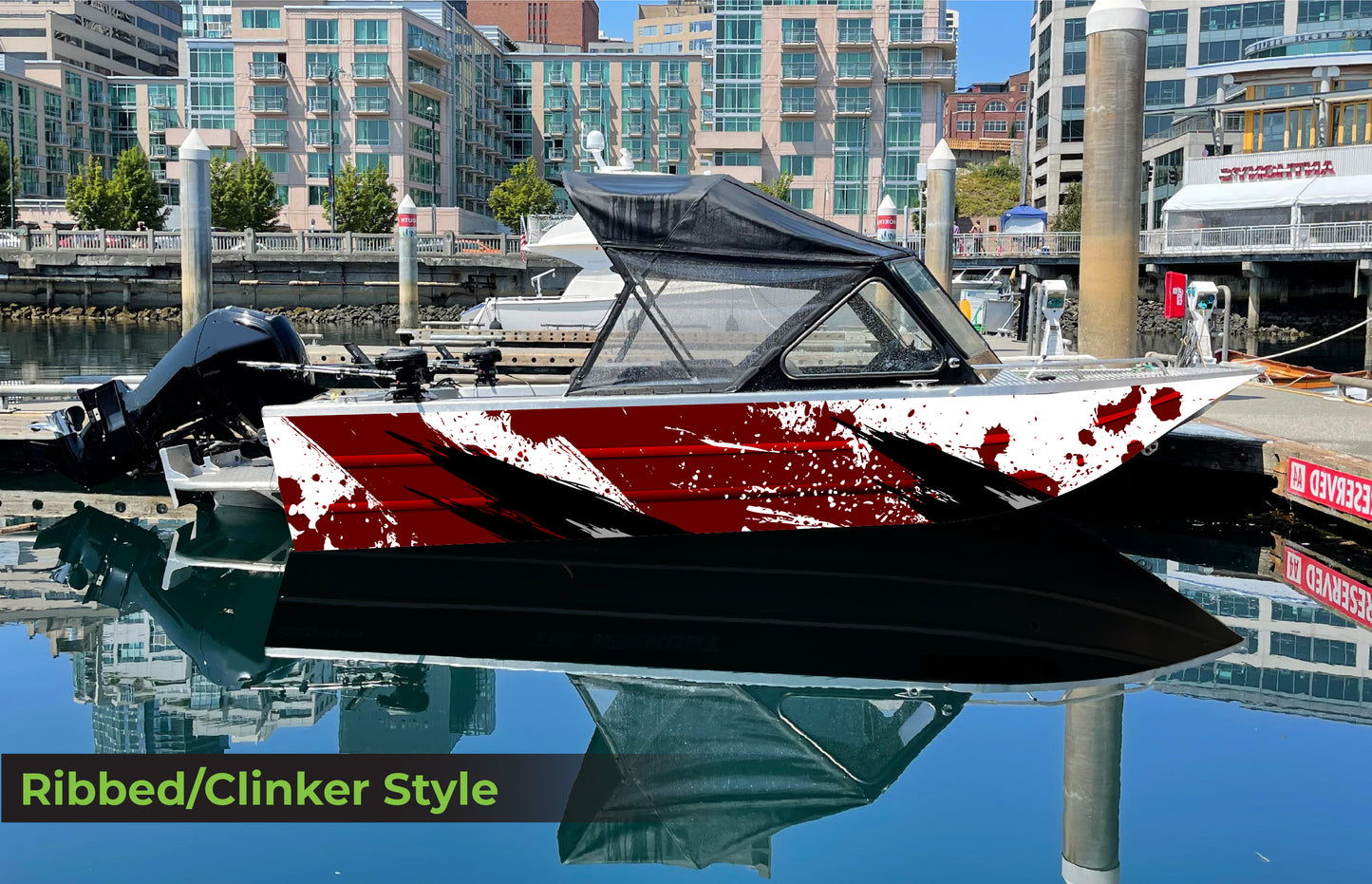 Red/White/Black Splatter | Aluminum Boat Wrap