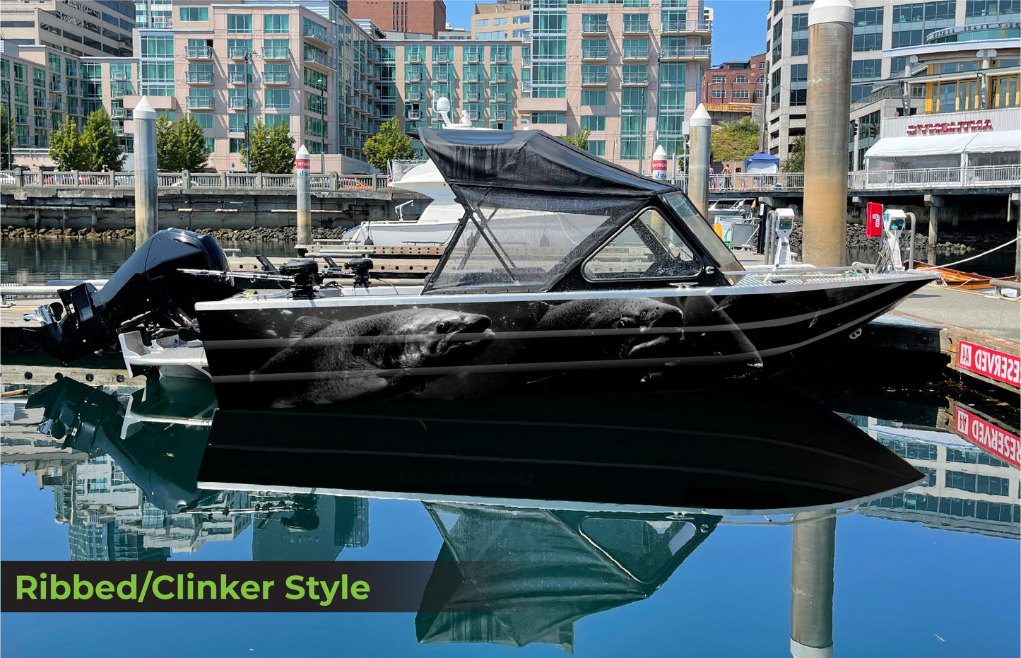 Realistic Black Fish | Aluminum Boat Wrap