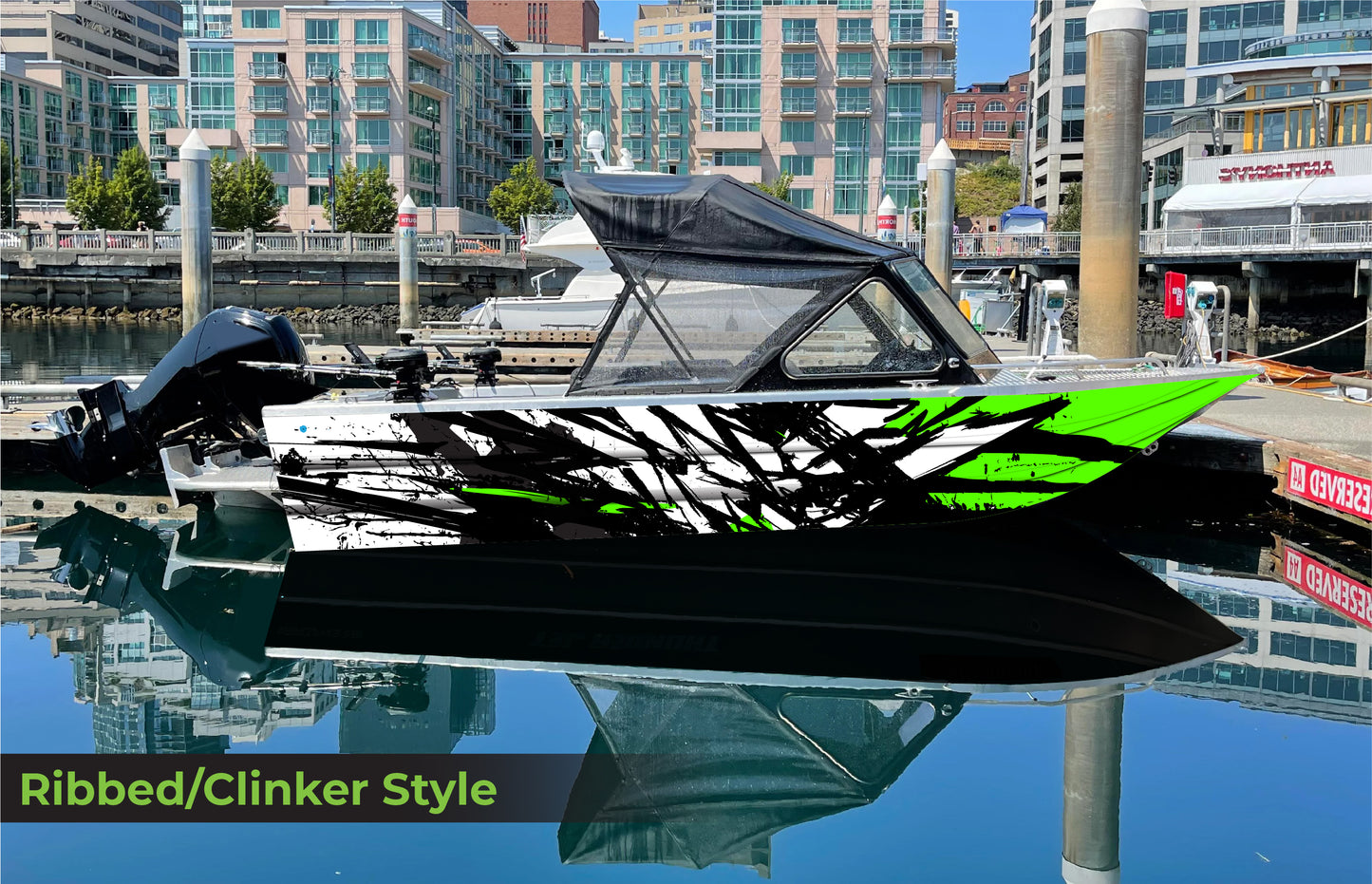 Abstract Neon Green Shatter | Aluminum Boat Wrap