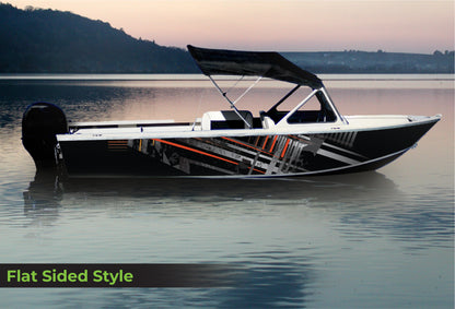Abstract Gray & Orange Stripes | Aluminum Boat Wrap