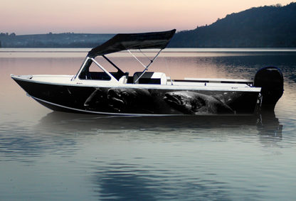 Realistic Black Fish | Aluminum Boat Wrap