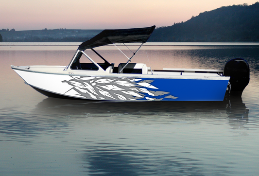 Blue/White Shatter| Aluminum Boat Wrap