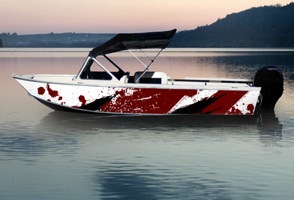 Red/White/Black Splatter | Aluminum Boat Wrap
