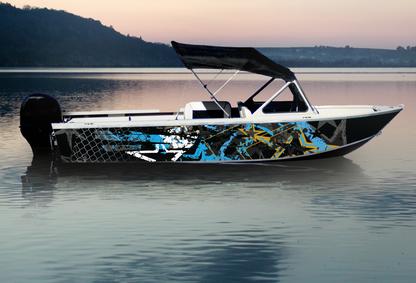Distressed Blue & Black | Aluminum Boat Wrap