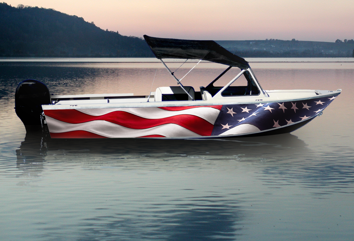Waving Flag | Aluminum Boat Wrap